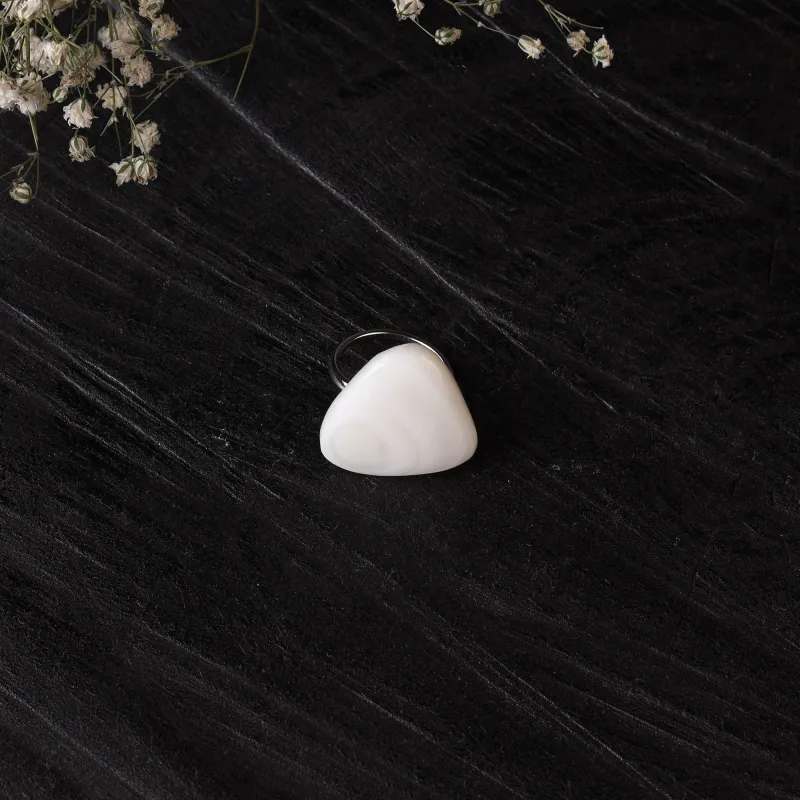 White - Handcrafted Seashell Ring (Adjustable) 27 made by Itokri