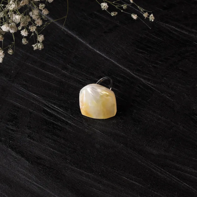 Yellow - Handcrafted Seashell Ring (Adjustable) 17 made by Itokri