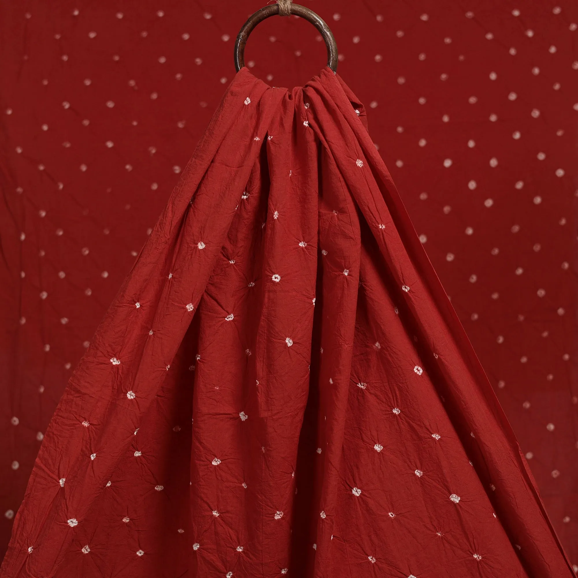 Red - Kutch Tie-Dye Pure Mul Cotton Bandhani Fabric 22 sold by Itokri product image thumbnail 2