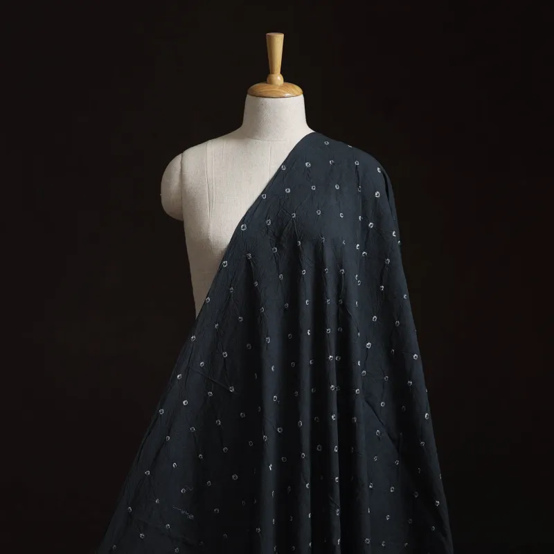 Black - Kutch Tie-Dye Pure Mul Cotton Bandhani Fabric 12 made by Itokri