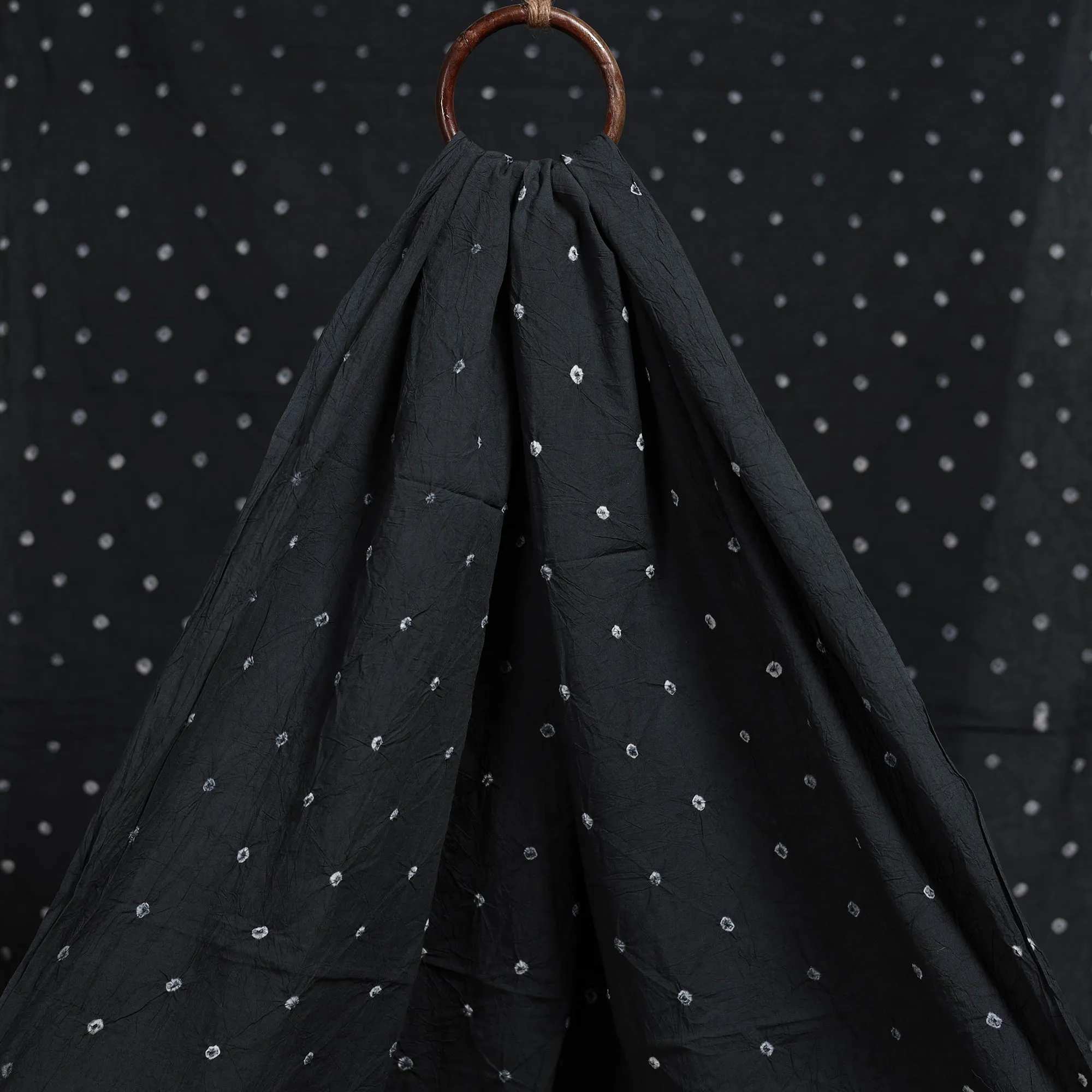 Black - Kutch Tie-Dye Pure Mul Cotton Bandhani Fabric 12 sold by Itokri product image thumbnail 2