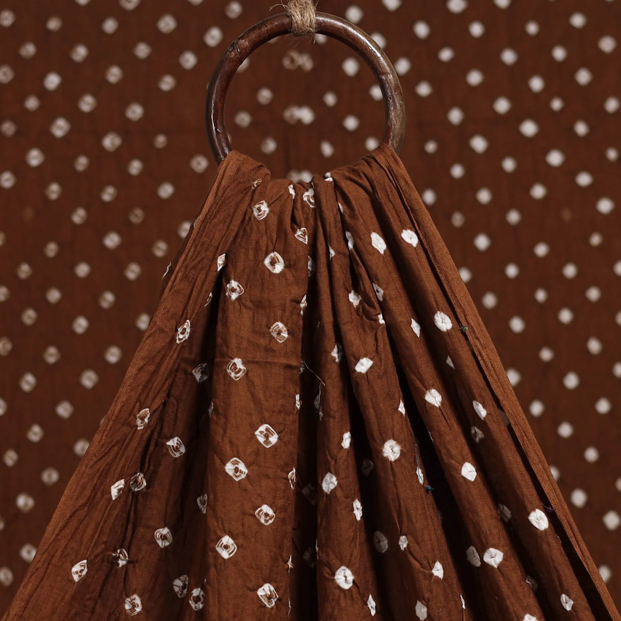 Brown - Kutch Tie-Dye Cotton Bandhani Fabric 13 sold by Itokri product image thumbnail 3