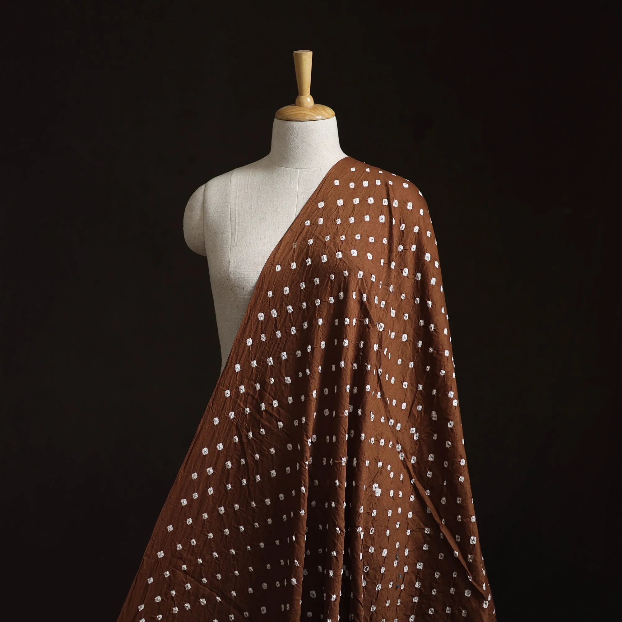 Brown - Kutch Tie-Dye Cotton Bandhani Fabric 13 sold by Itokri