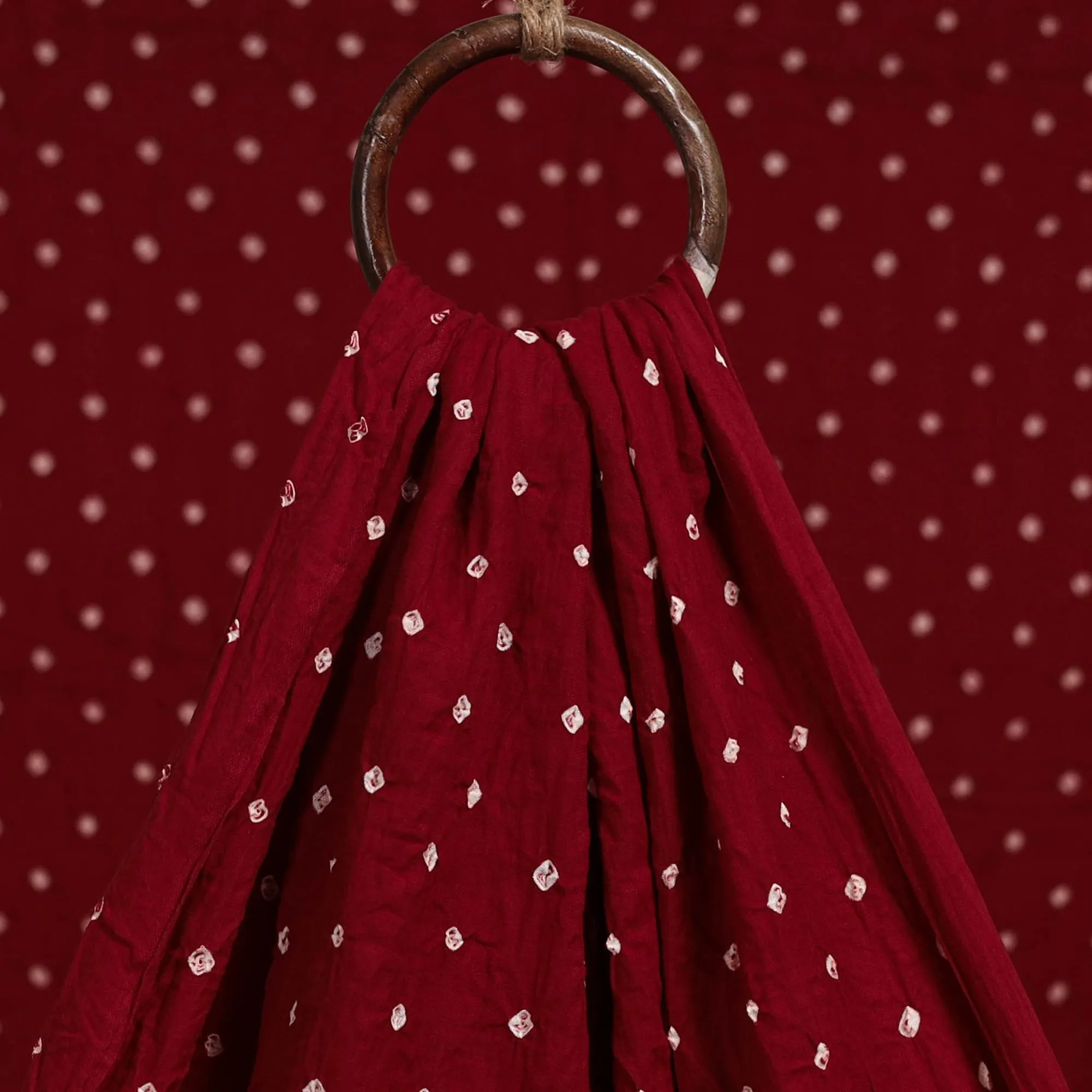 Red - Kutch Tie-Dye Cotton Bandhani Fabric 03 sold by Itokri product image thumbnail 3