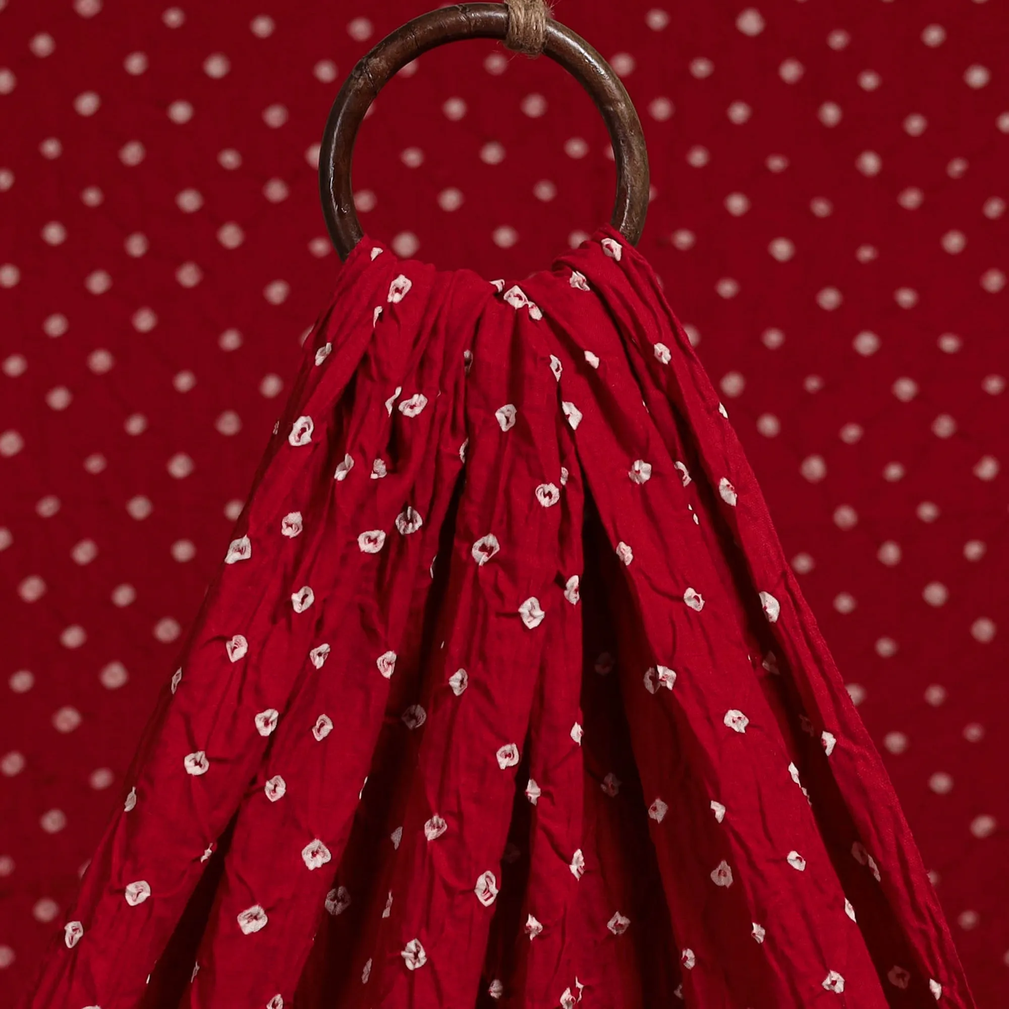 Red - Kutch Tie-Dye Cotton Bandhani Fabric 02 sold by Itokri product image thumbnail 3