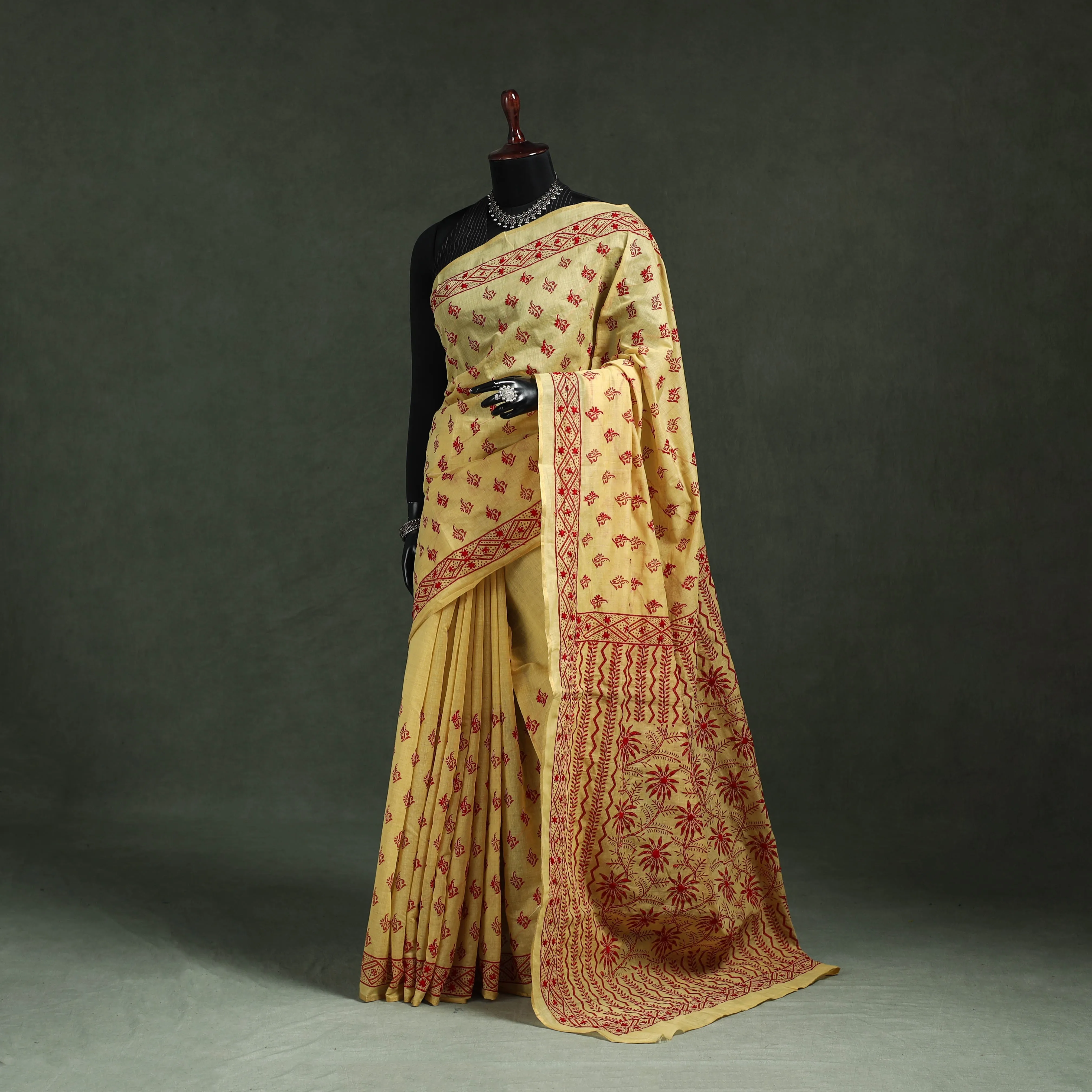 Bengal Kantha Hand Embroidery Silk Cotton Chapa Work Saree 20 sold by Itokri