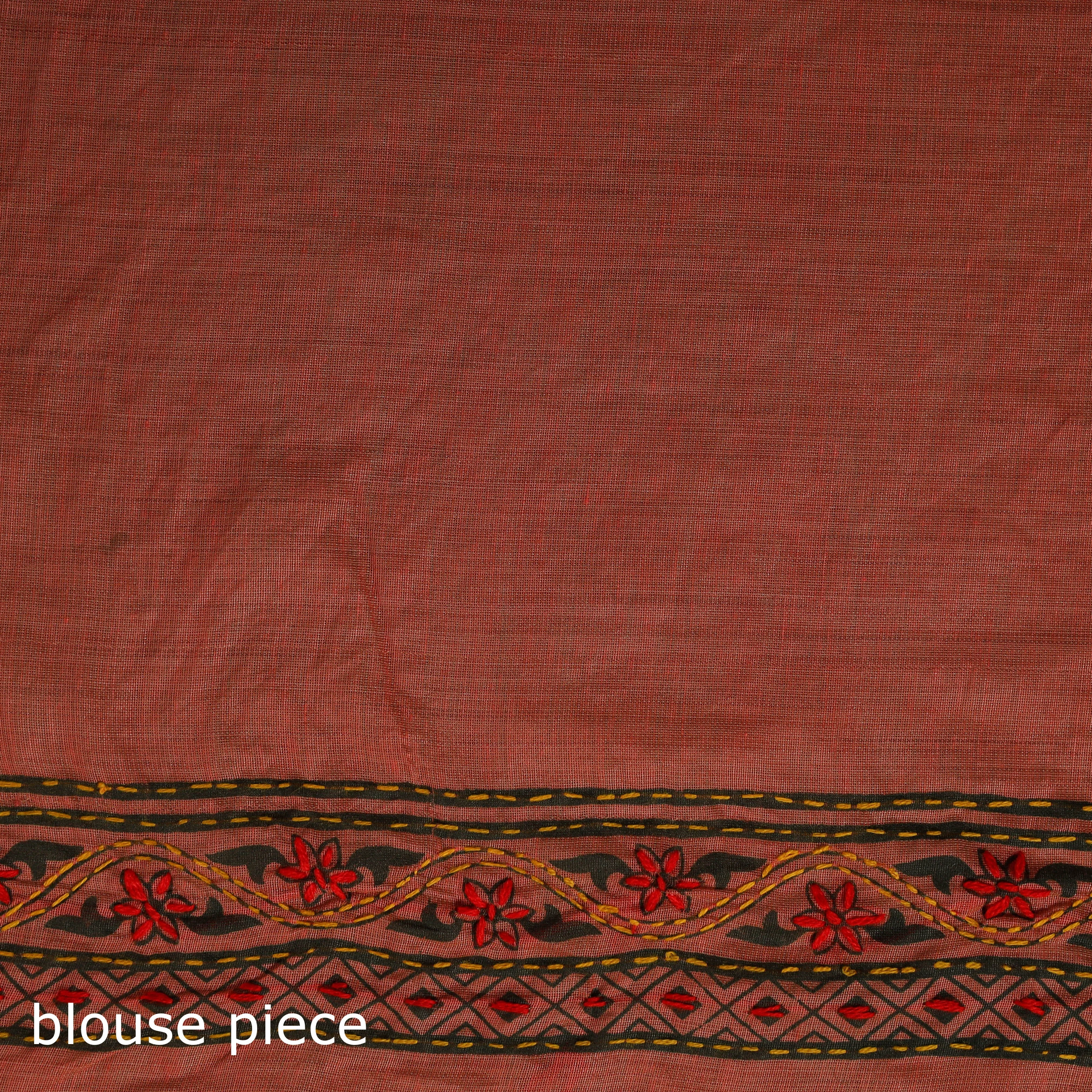 Orange - Bengal Kantha Hand Embroidery Silk Cotton Chapa Work Saree 30 sold by Itokri product image thumbnail 5