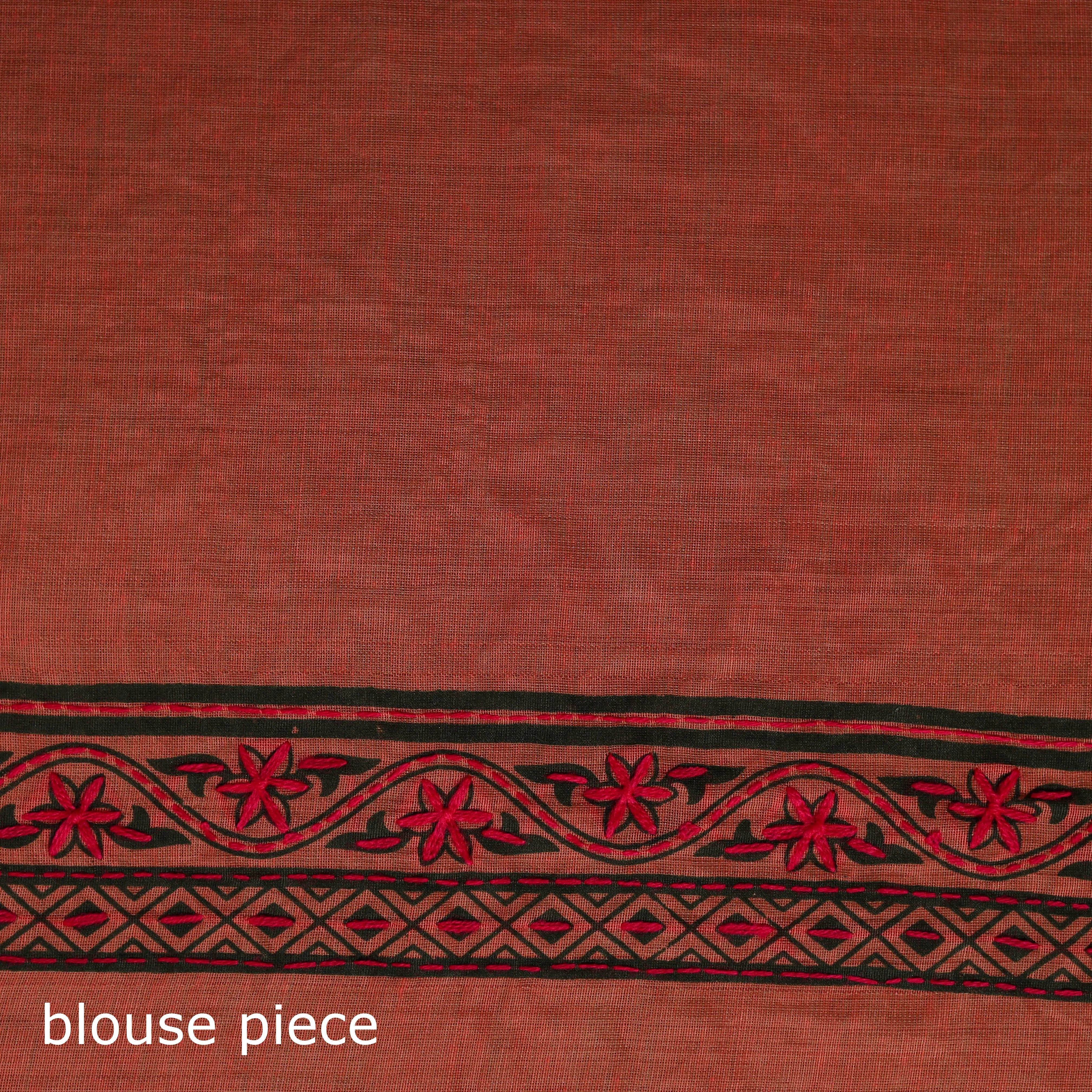 Orange - Bengal Kantha Hand Embroidery Silk Cotton Chapa Work Saree 28 sold by Itokri product image thumbnail 5