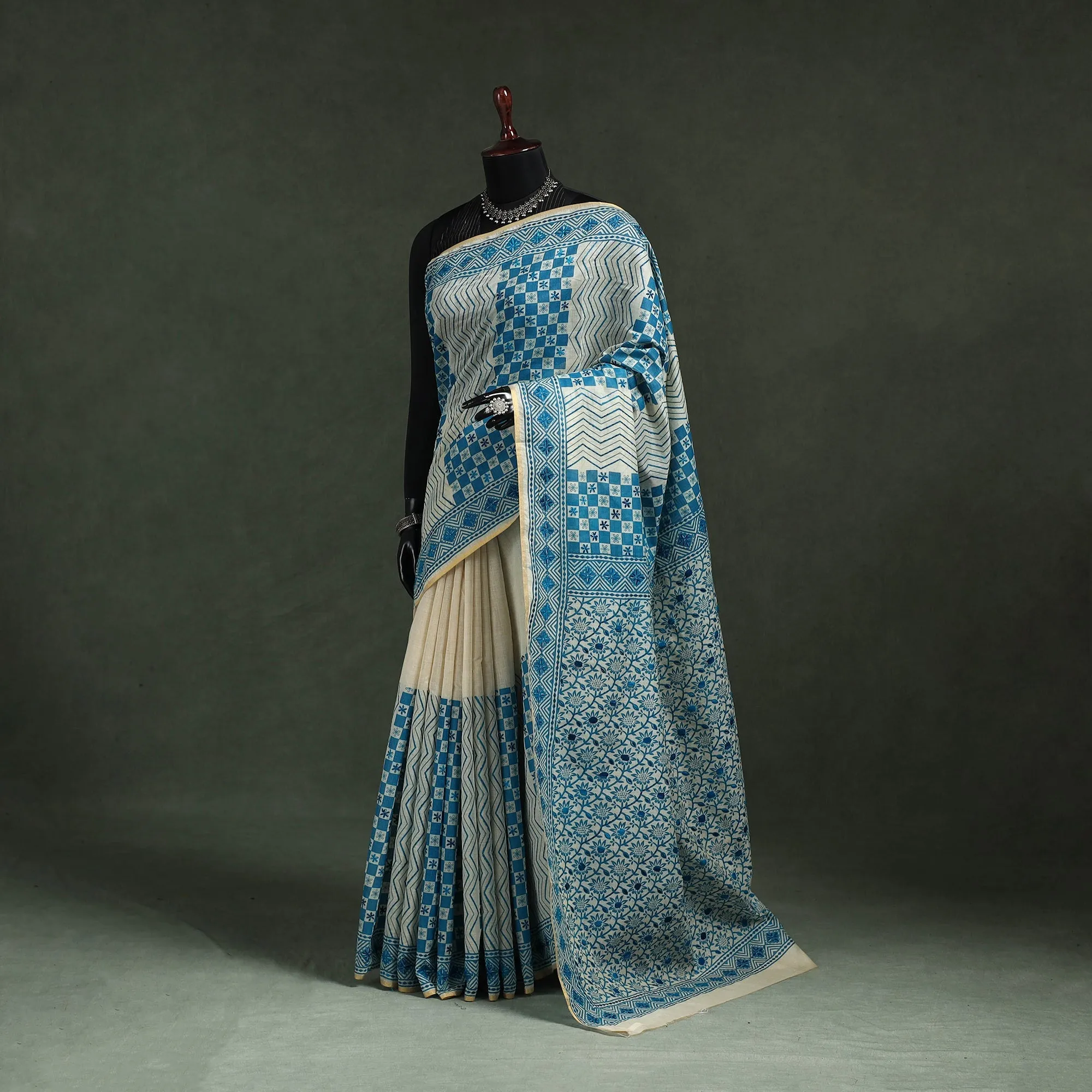 Bengal Kantha Hand Embroidery Silk Cotton Chapa Work Saree 18 sold by Itokri