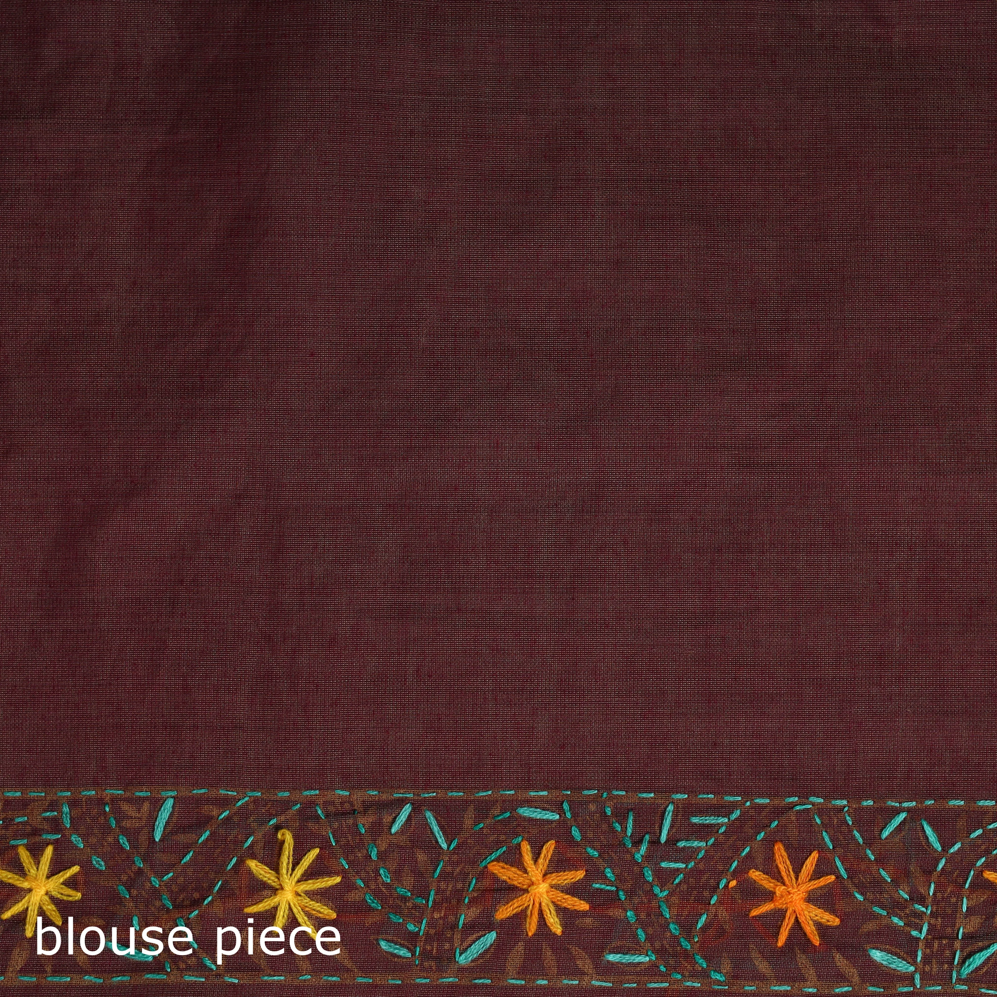 Brown - Bengal Kantha Hand Embroidery Silk Cotton Chapa Work Saree 15 sold by Itokri product image thumbnail 5