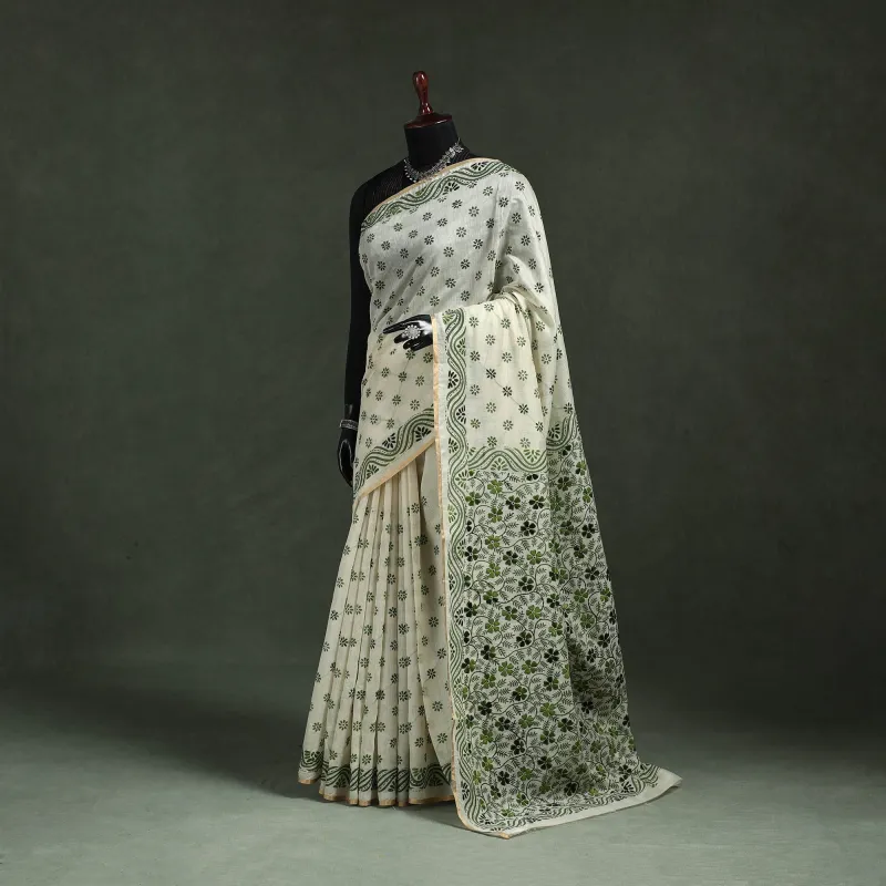 Bengal Kantha Hand Embroidery Silk Cotton Chapa Work Saree 07 made by Itokri