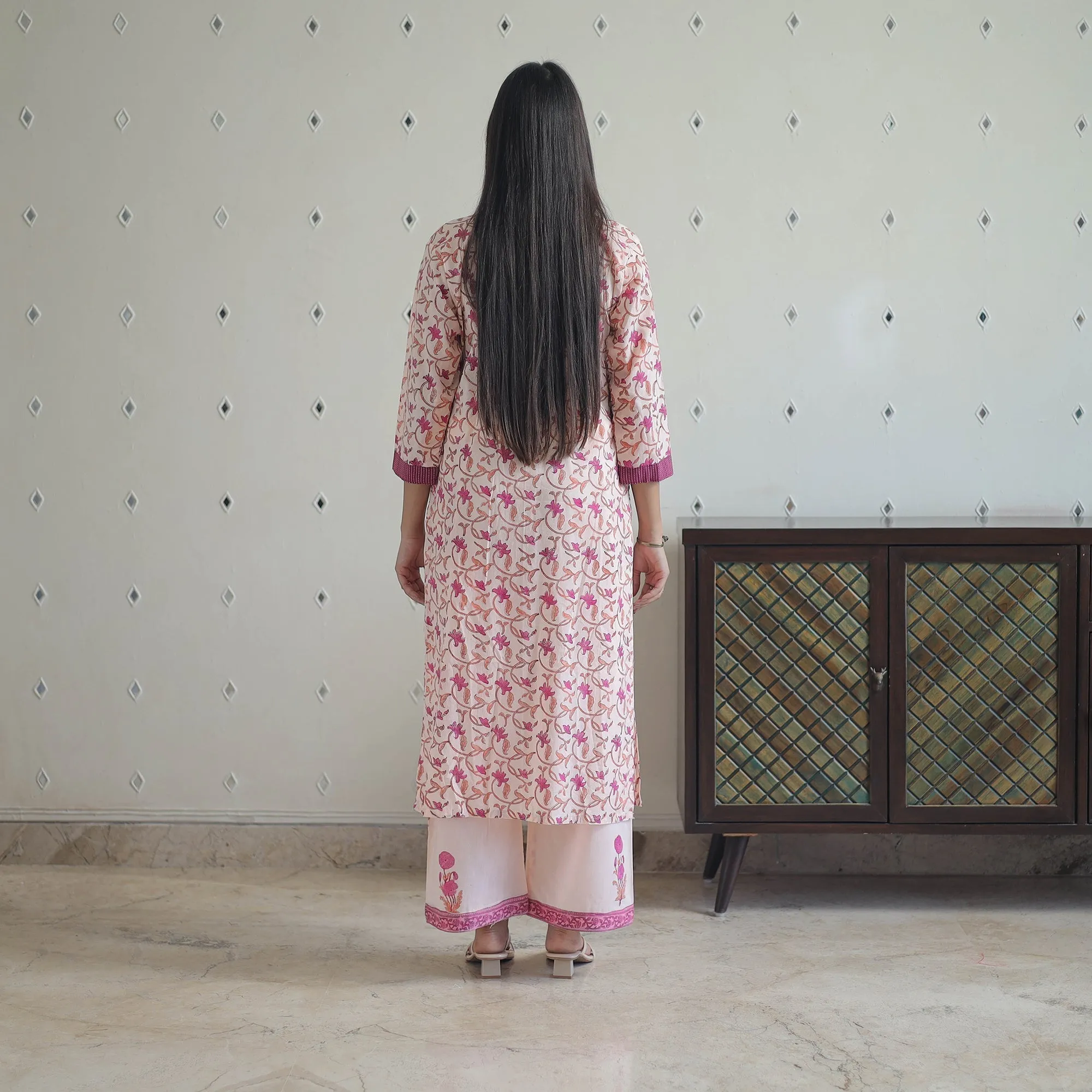 Pink - Hand Block Print Cotton Sanganeri Suit Set with Dupatta for women 19 sold by Itokri product image thumbnail 4