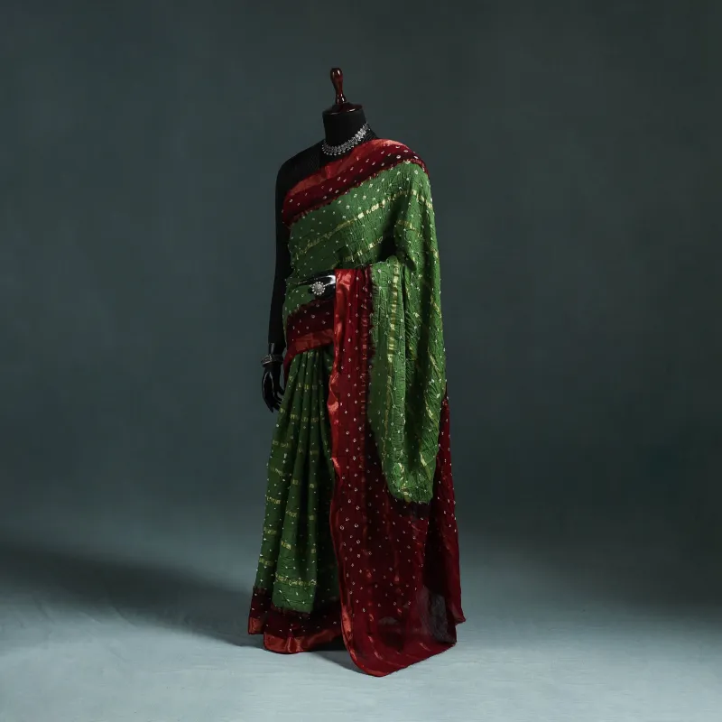 Kutch Bandhani Tie-Dye Cotton Saree with Blouse Piece 10 made by Itokri