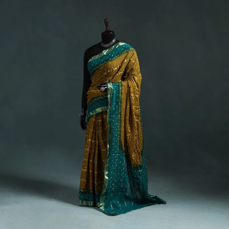 Kutch Bandhani Tie-Dye Cotton Saree with Blouse Piece 08 made by Itokri