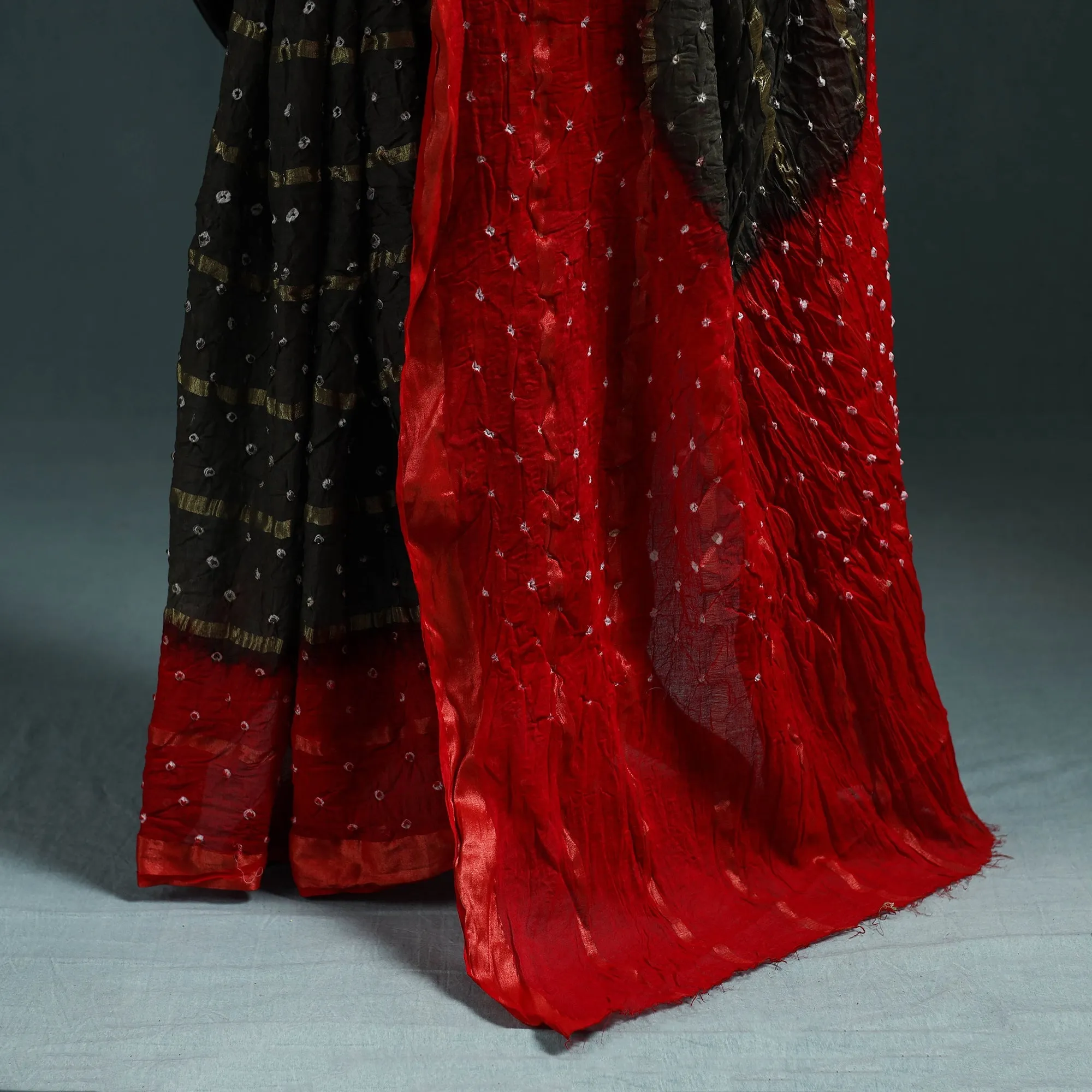 Brown - Kutch Bandhani Tie-Dye Cotton Saree with Blouse Piece 12 sold by Itokri product image thumbnail 4