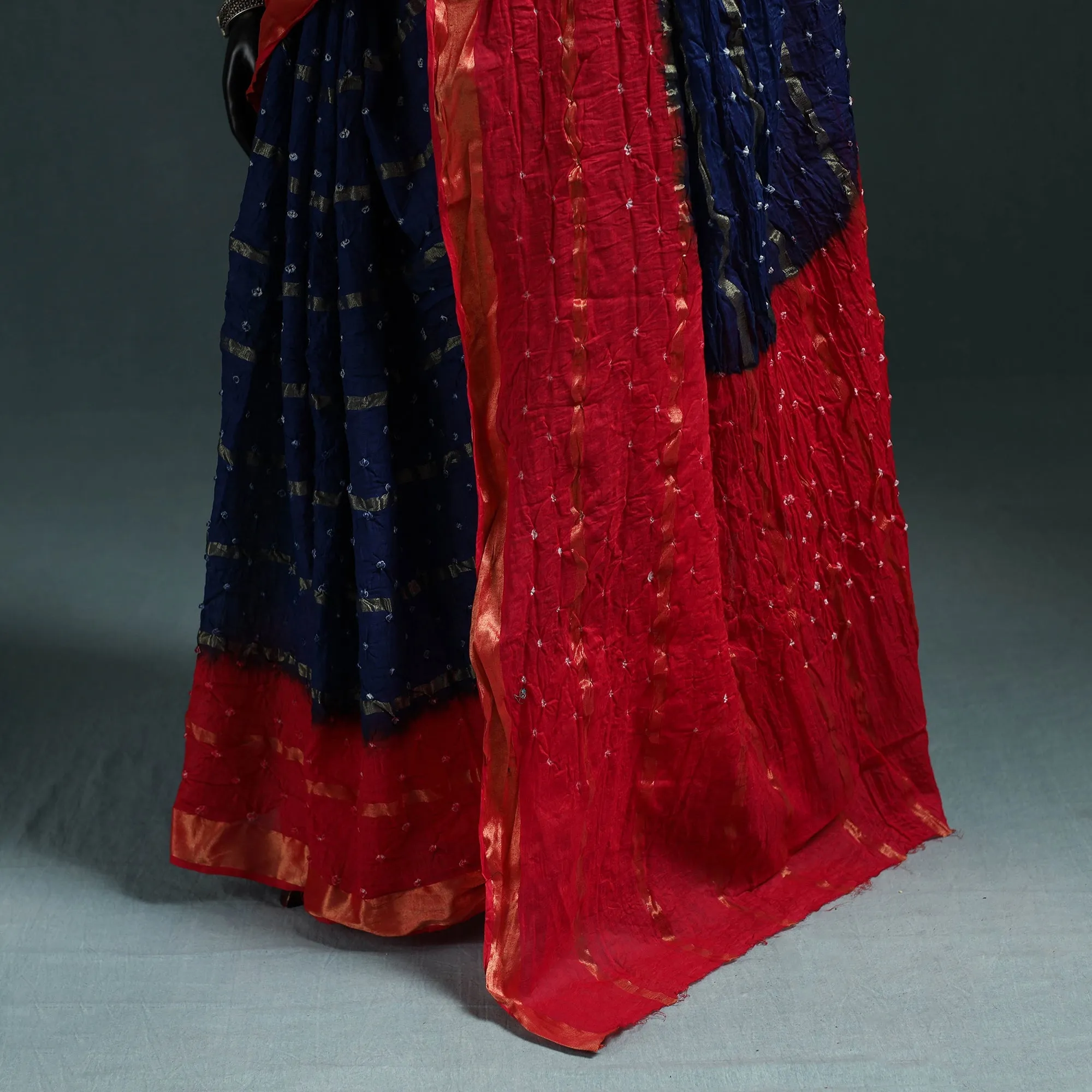 Blue - Kutch Bandhani Tie-Dye Cotton Saree with Blouse Piece 13 sold by Itokri product image thumbnail 4