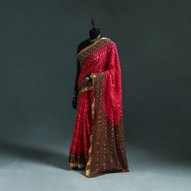 Kutch Bandhani Tie-Dye Cotton Saree with Blouse Piece 15 made by Itokri