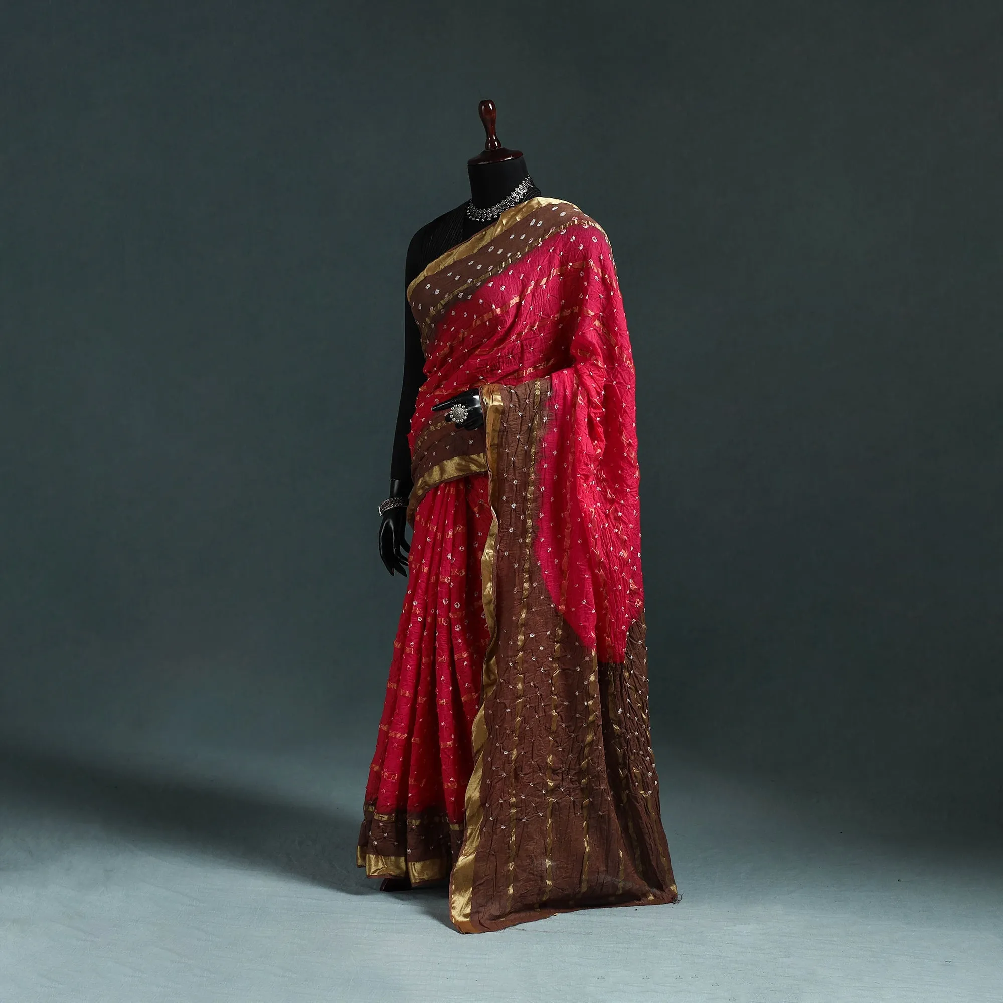 Kutch Bandhani Tie-Dye Cotton Saree with Blouse Piece 15 sold by Itokri