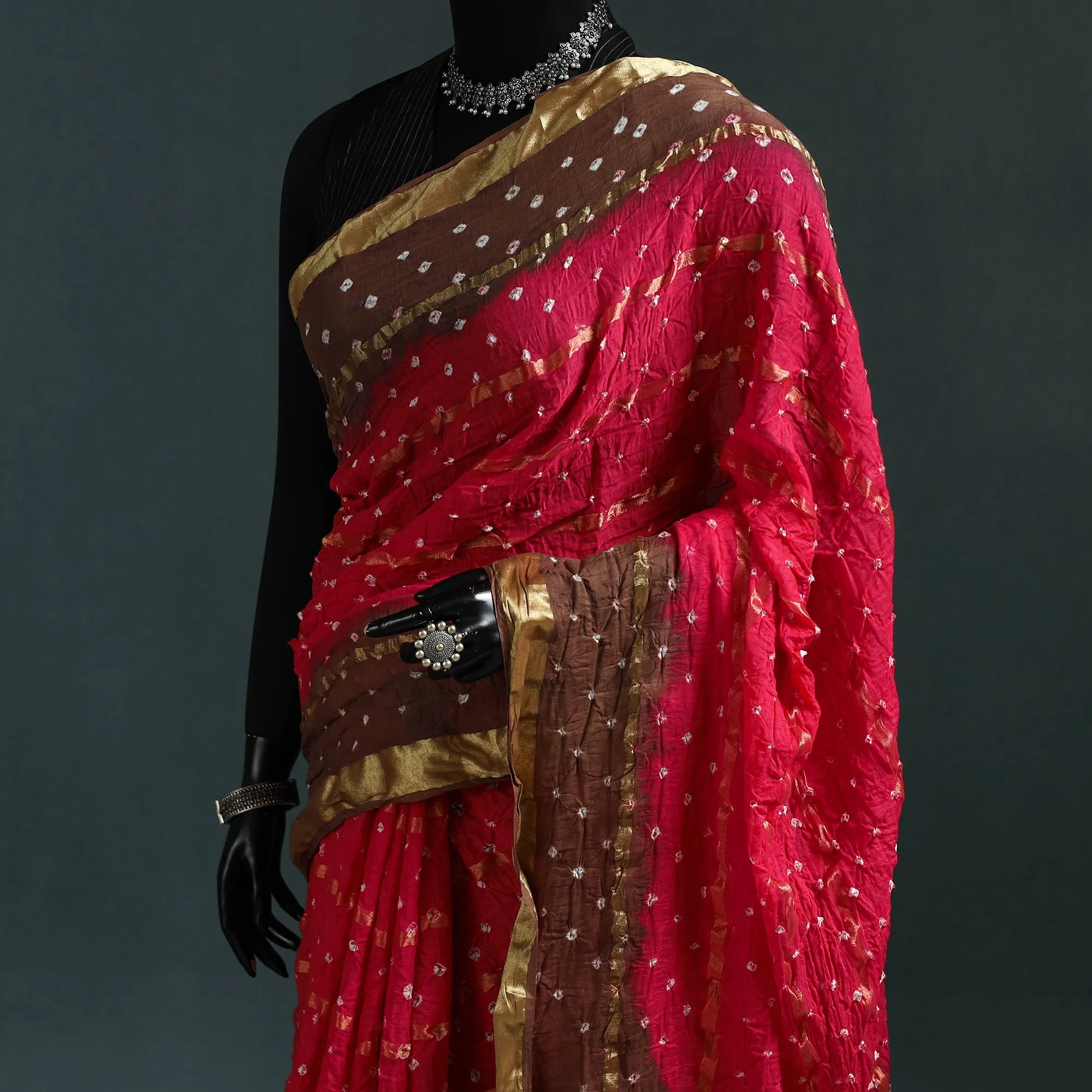 Kutch Bandhani Tie-Dye Cotton Saree with Blouse Piece 15 sold by Itokri product image thumbnail 2