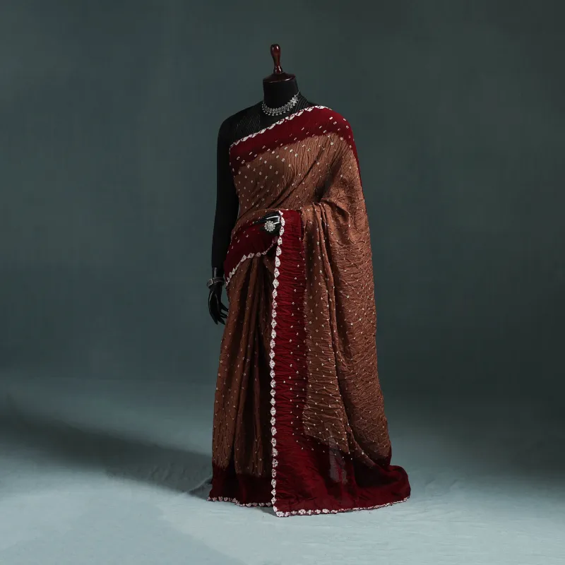 Kutch Bandhani Tie-Dye Cotton Saree with Blouse Piece 35 made by Itokri