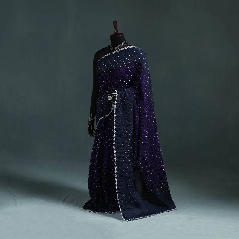 Kutch Bandhani Tie-Dye Cotton Saree with Blouse Piece 38 made by Itokri