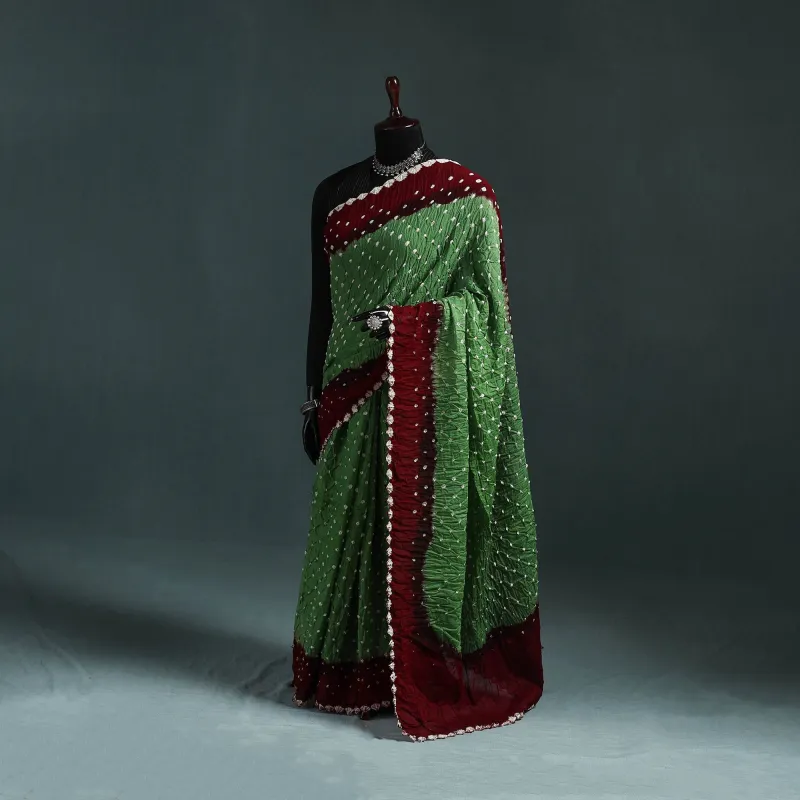 Kutch Bandhani Tie-Dye Cotton Saree with Blouse Piece 36 made by Itokri