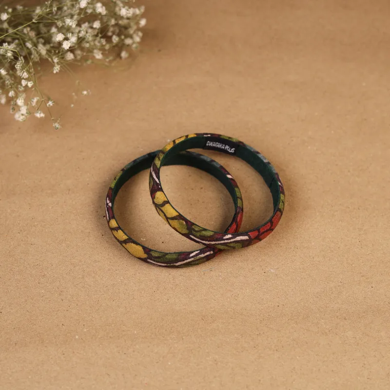 Multicolor - Natural Dyed Handpainted Kalamkari Bangle SO2 (Size - 2-8) 34 made by Itokri