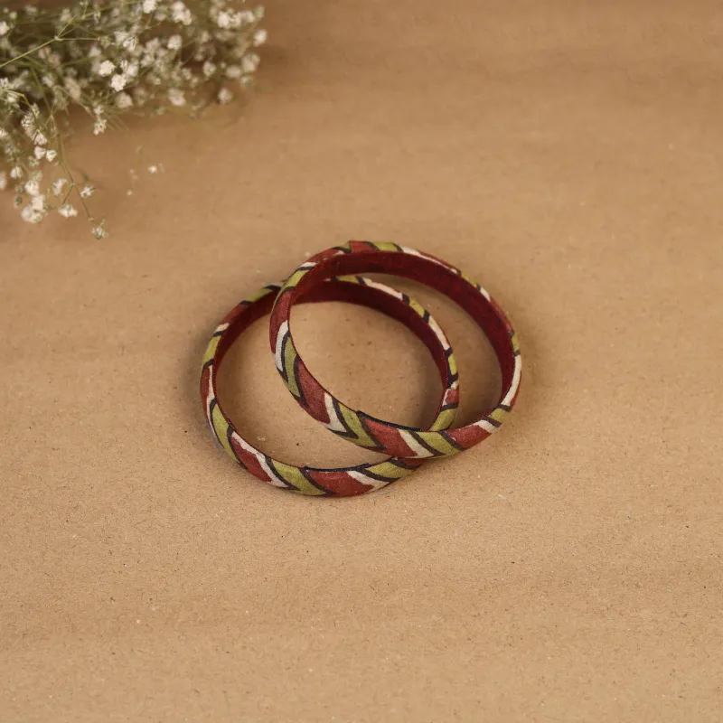 Multicolor - Natural Dyed Handpainted Kalamkari Bangle SO2 (Size - 2-8) 32 made by Itokri