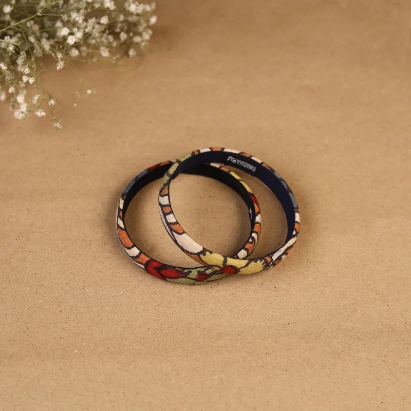 Multicolor - Natural Dyed Handpainted Kalamkari Bangle SO2 (Size - 2-8) 56 made by Itokri