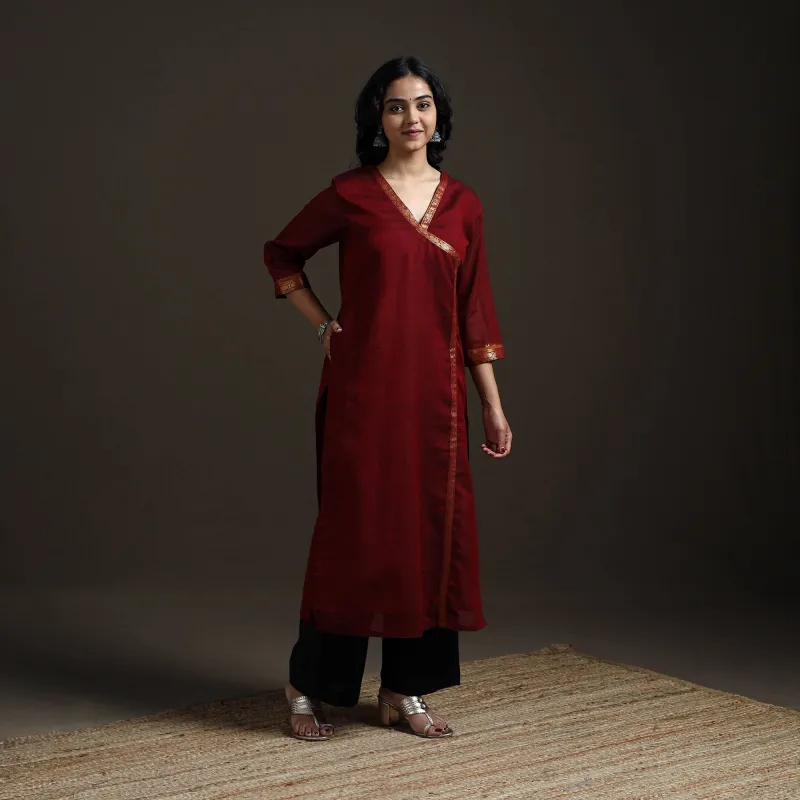 Maroon - Straight Cotton Dharwad Kurta for women 21 made by Itokri