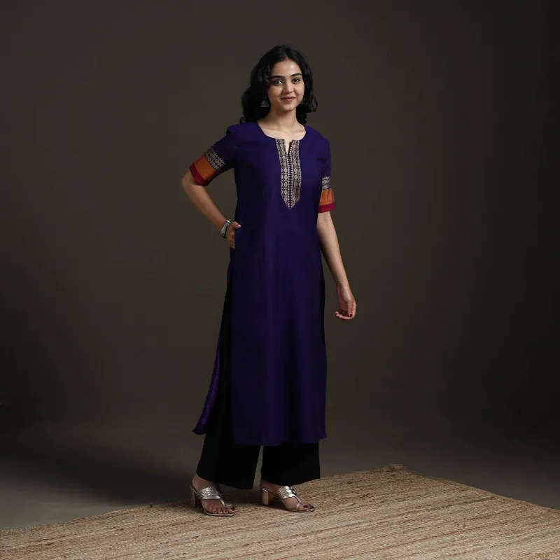 Blue - Straight Cotton Dharwad Kurta for women 15 made by Itokri
