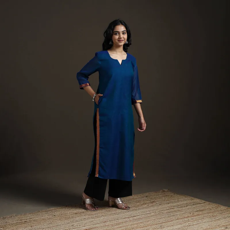 Blue - Straight Cotton Dharwad Kurta for women 09 made by Itokri