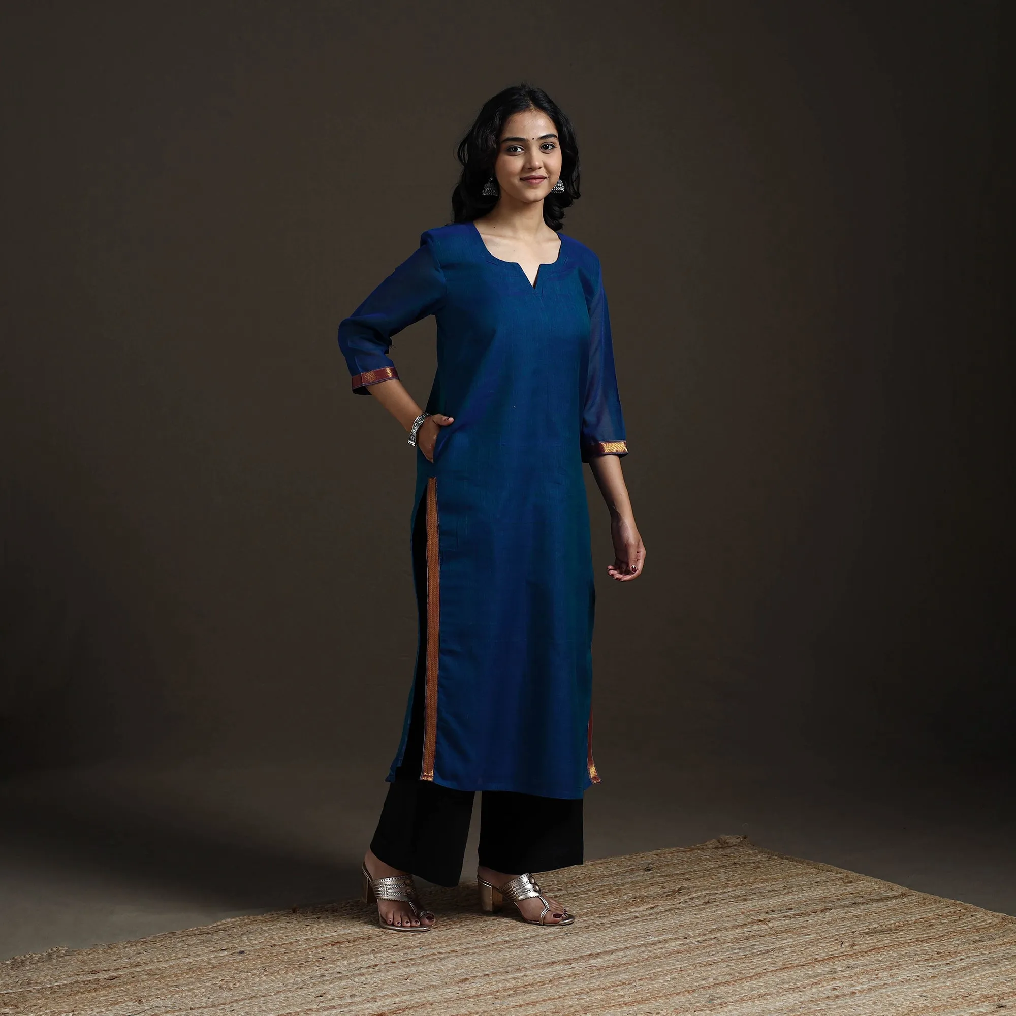Blue - Straight Cotton Dharwad Kurta for women 09 sold by Itokri