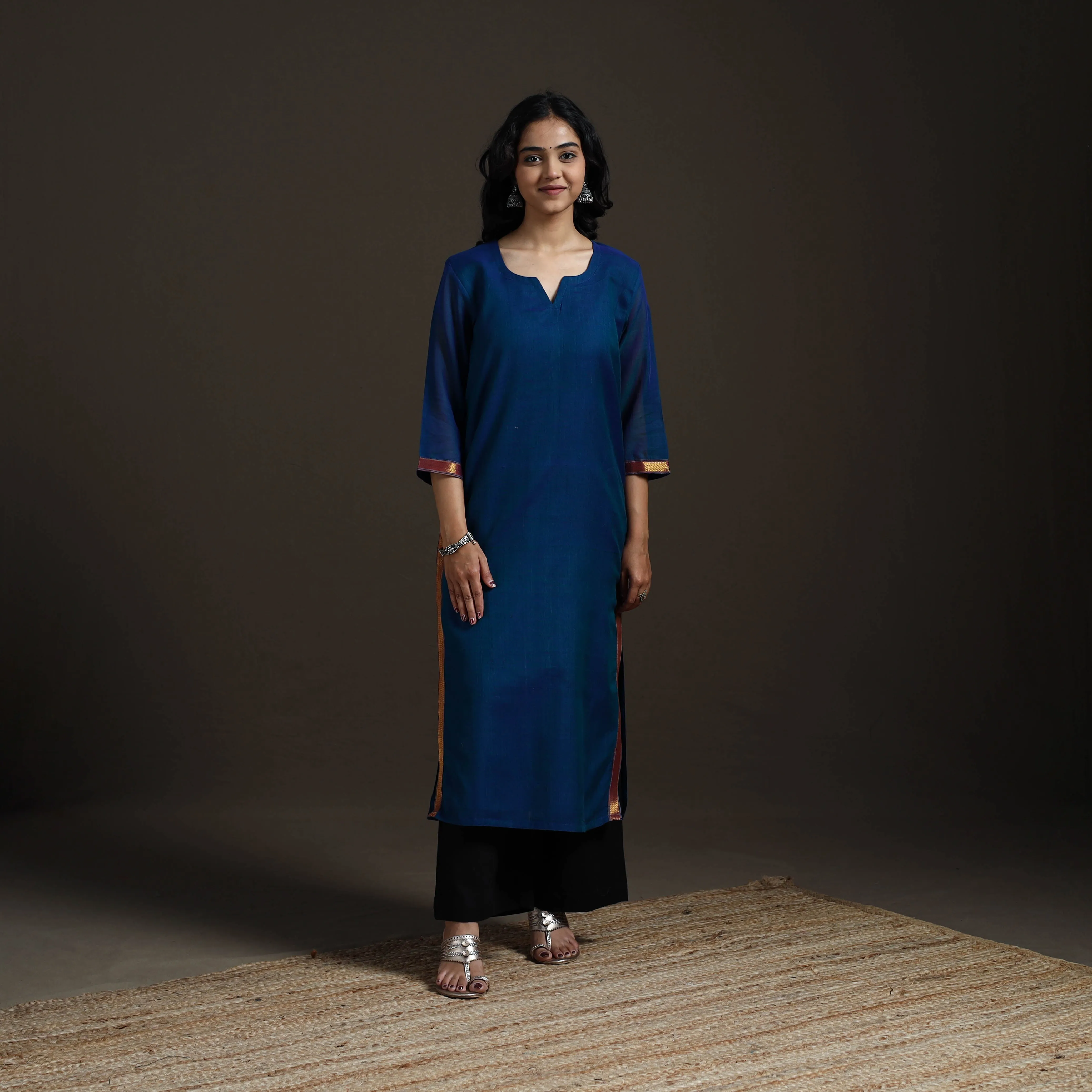 Blue - Straight Cotton Dharwad Kurta for women 09 sold by Itokri product image thumbnail 2