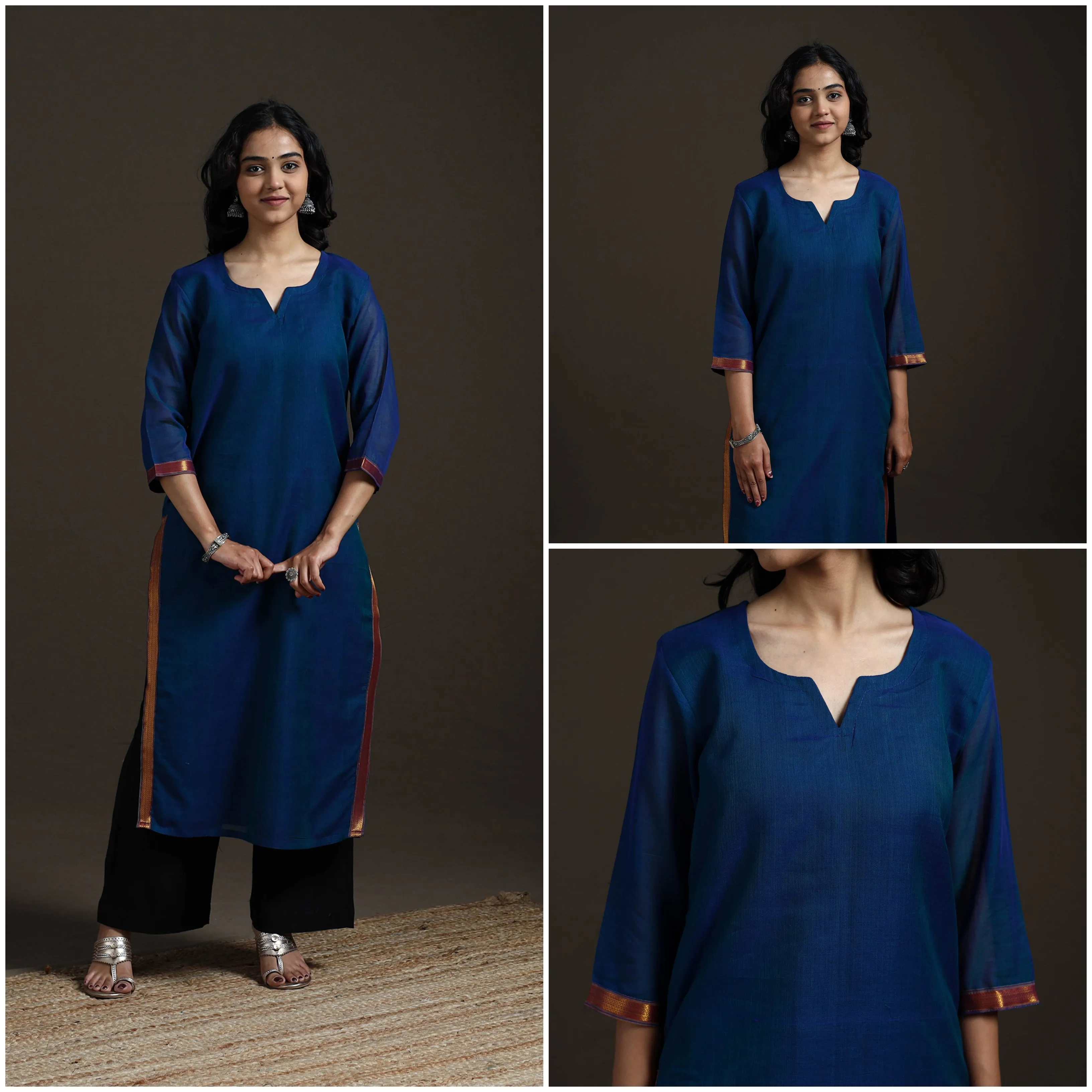 Blue - Straight Cotton Dharwad Kurta for women 09 sold by Itokri product image thumbnail 3