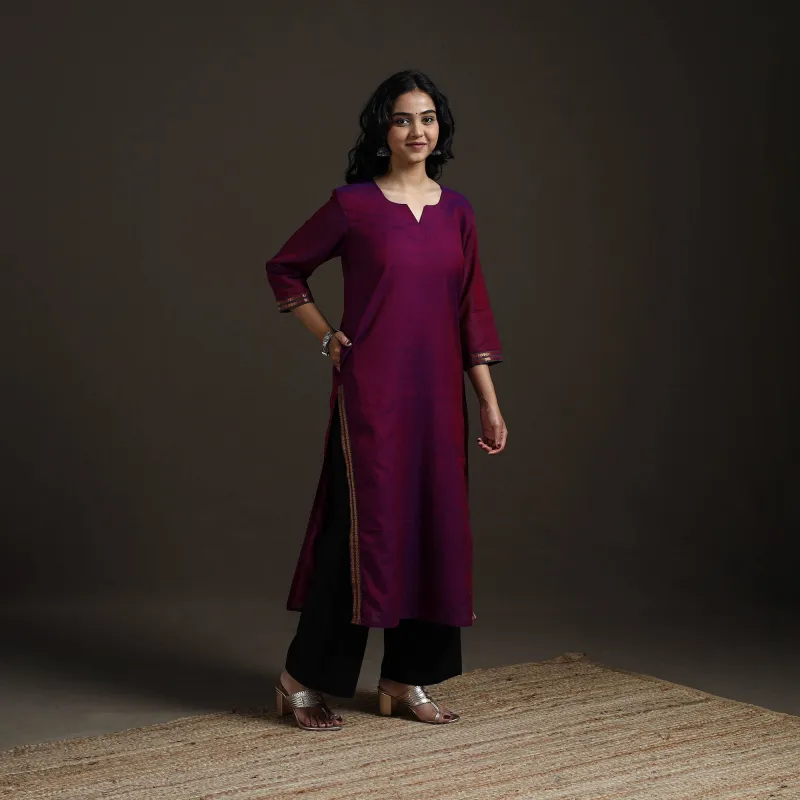 Purple - Straight Cotton Dharwad Kurta for women 07 made by Itokri