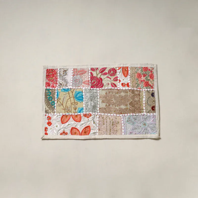 Beige - Khambadiya Patchwork Table Mat (12 x 18 in) 14 made by Itokri