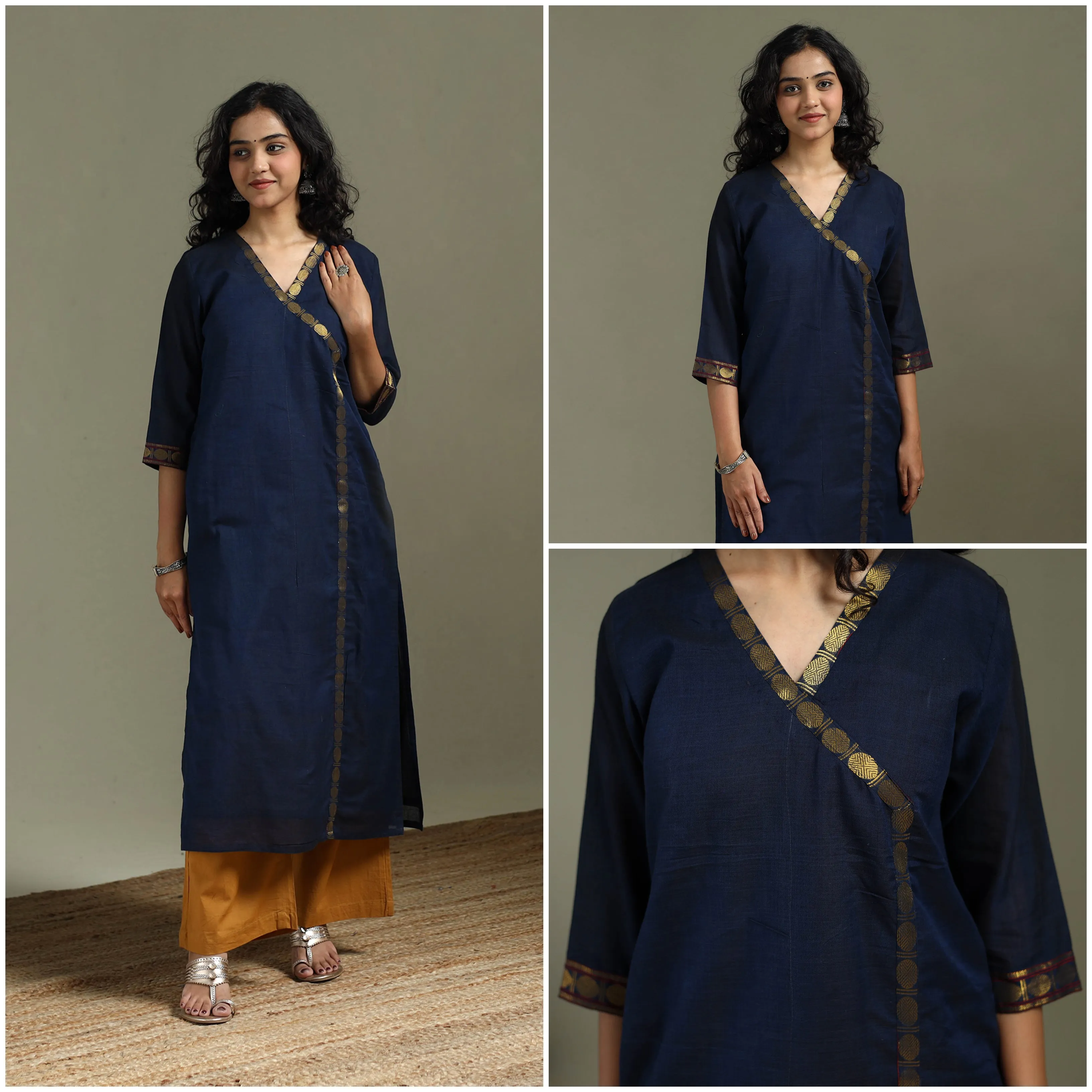 Blue - Straight Cotton Dharwad Kurta for women 31 sold by Itokri product image thumbnail 3