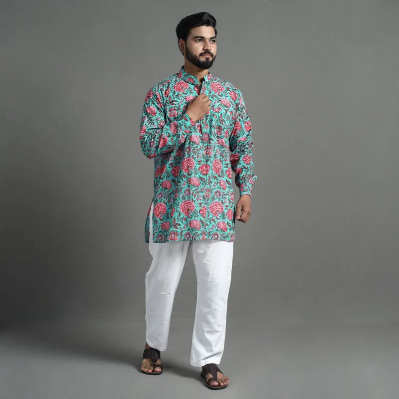 Block Print Cotton Sanganeri Kurta for Men (Short) 02 made by Itokri