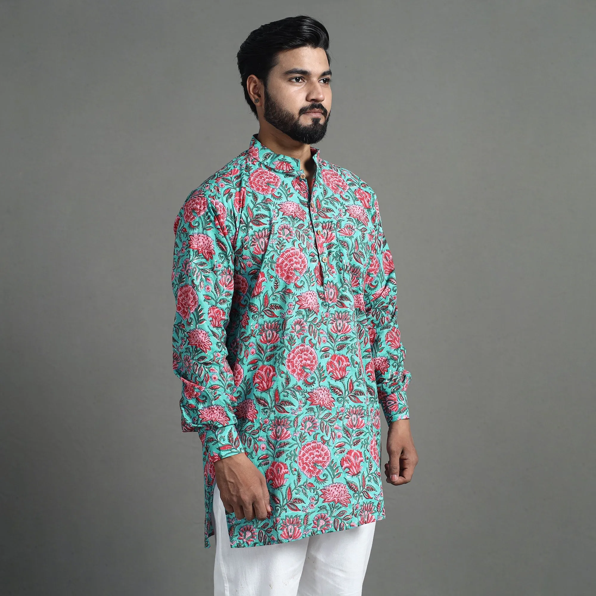 Block Print Cotton Sanganeri Kurta for Men (Short) 02 sold by Itokri product image thumbnail 5