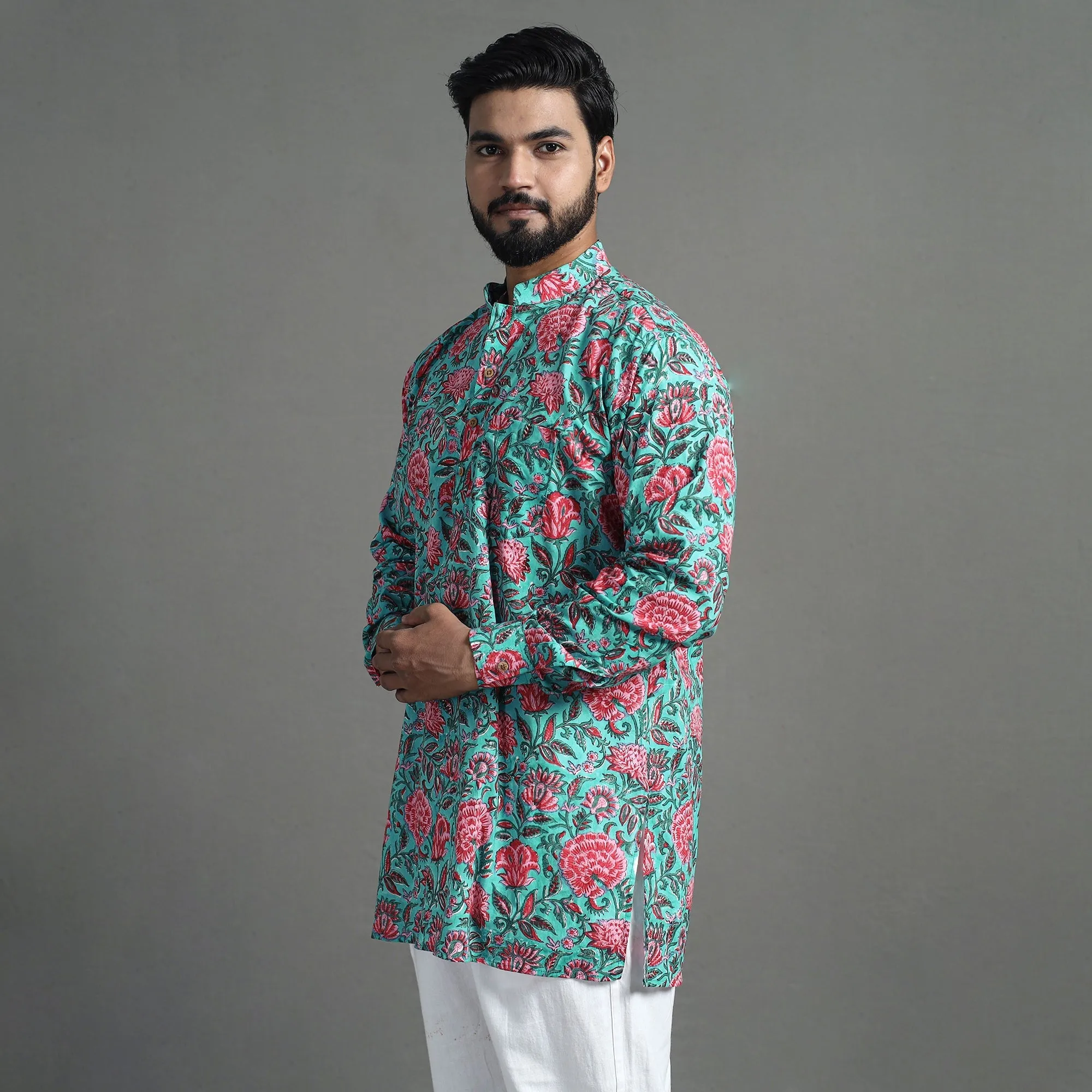 Block Print Cotton Sanganeri Kurta for Men (Short) 02 sold by Itokri product image thumbnail 4