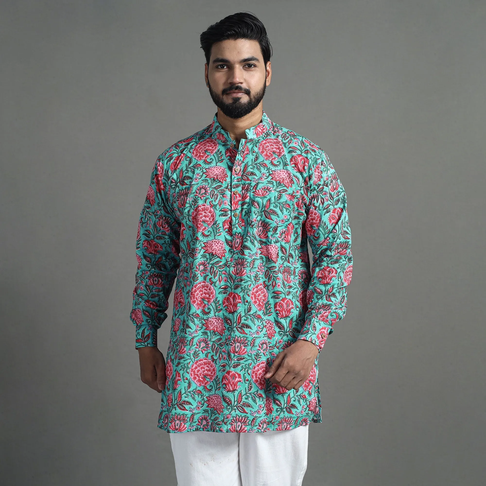 Block Print Cotton Sanganeri Kurta for Men (Short) 02 sold by Itokri product image thumbnail 3