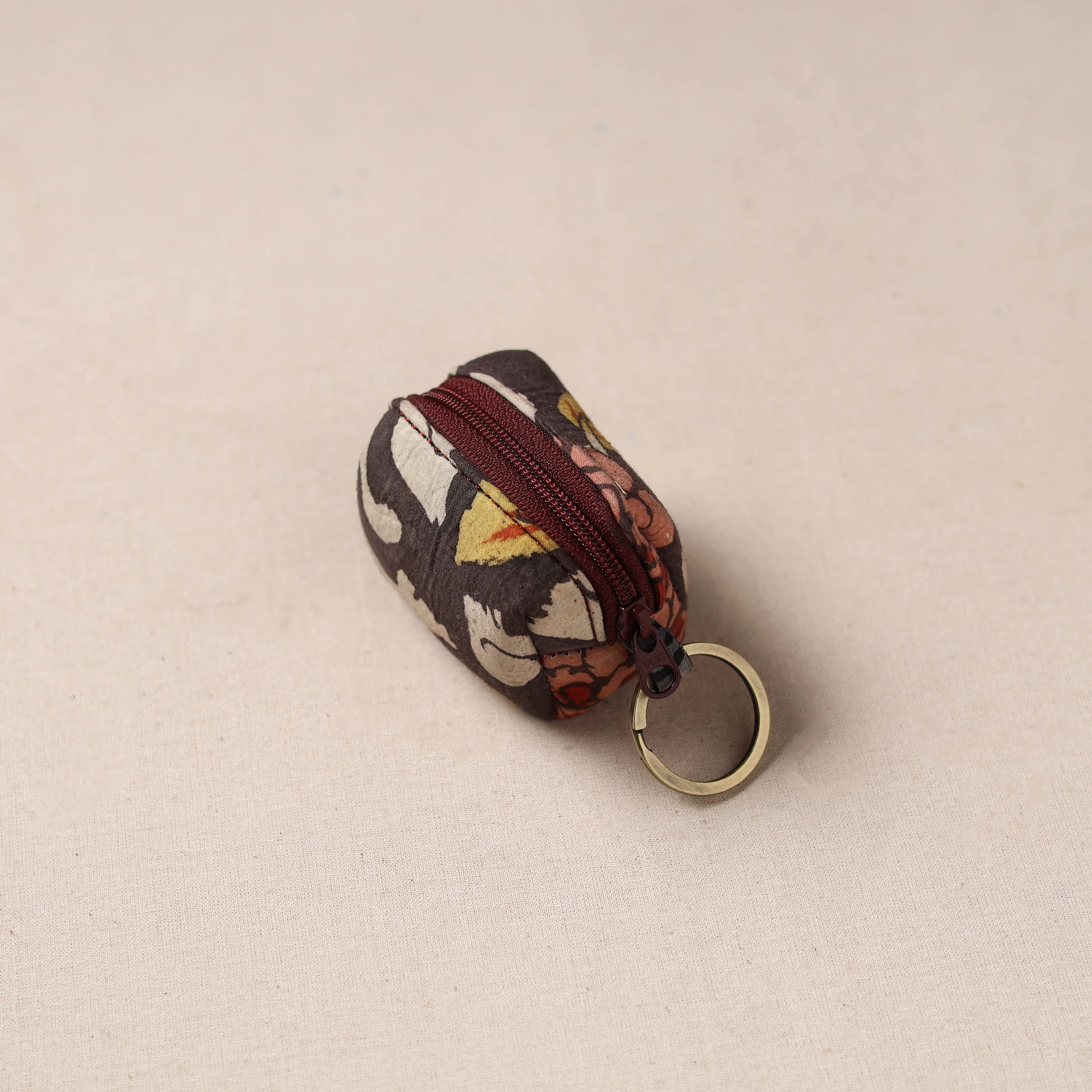 Handpainted Kalamkari Natural Dyed Keychain Pouch 07 sold by Itokri