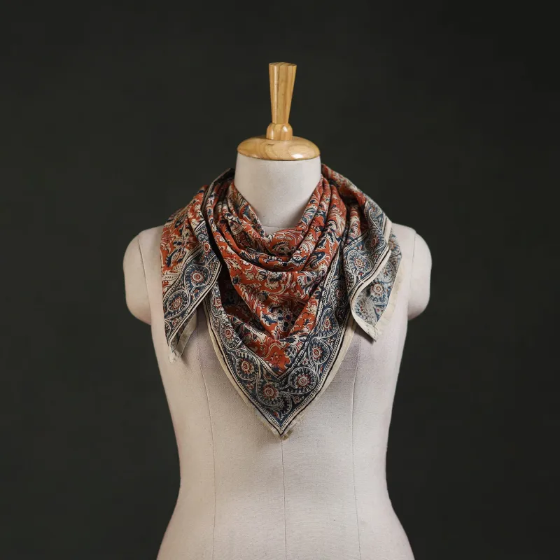 Pedana Kalamkari Hand Block Print Natural Dyed Cotton Scarf 34 made by Itokri