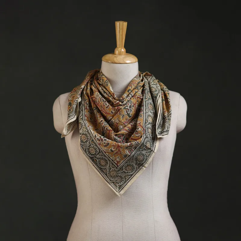 Pedana Kalamkari Hand Block Print Natural Dyed Cotton Scarf 29 made by Itokri