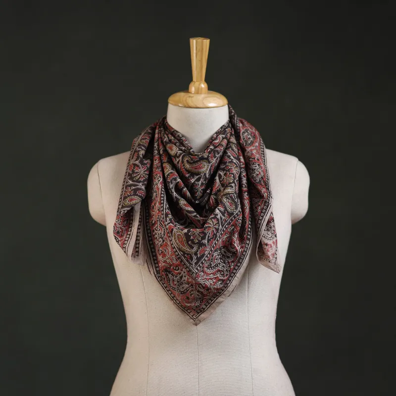 Pedana Kalamkari Hand Block Print Natural Dyed Cotton Scarf 02 made by Itokri