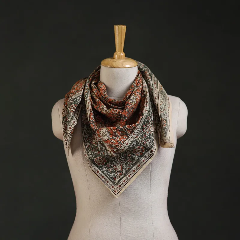 Pedana Kalamkari Hand Block Print Natural Dyed Cotton Scarf 39 made by Itokri