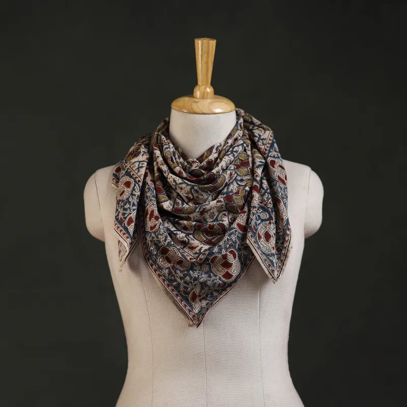 Pedana Kalamkari Hand Block Print Natural Dyed Cotton Scarf 43 made by Itokri