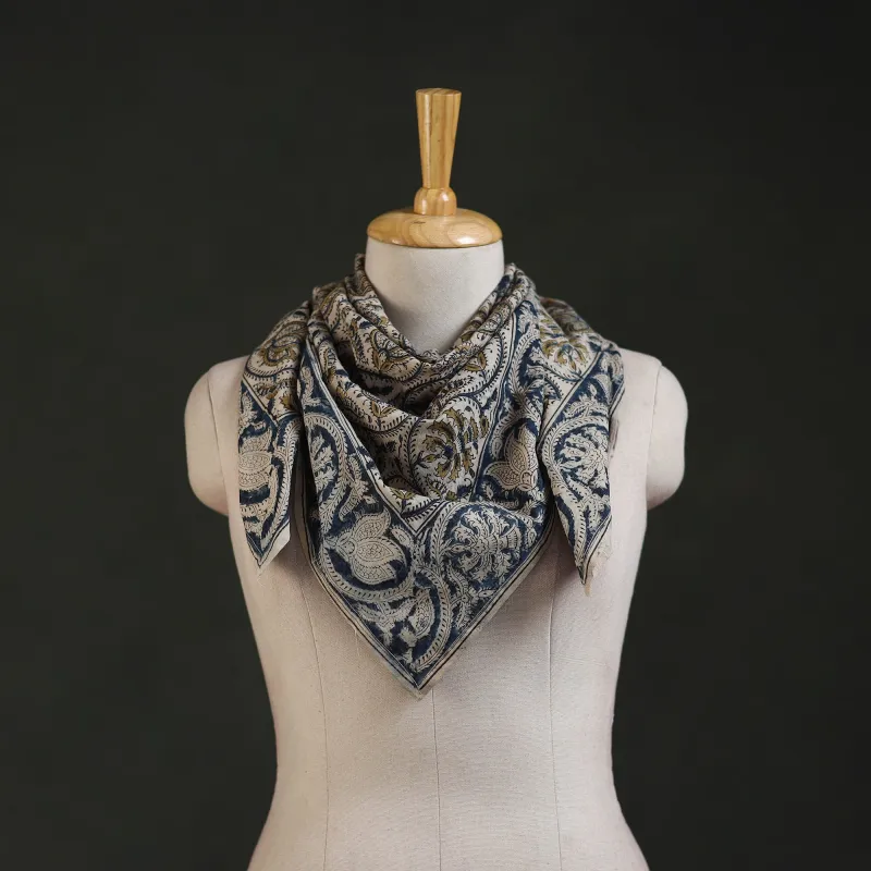 Pedana Kalamkari Hand Block Print Natural Dyed Cotton Scarf 41 made by Itokri