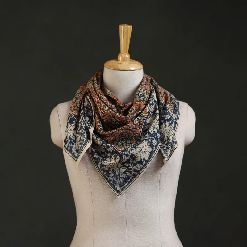 Pedana Kalamkari Hand Block Print Natural Dyed Cotton Scarf 54 made by Itokri